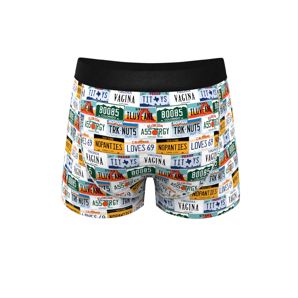 The DMV Catastrophe | License Plates Ball Hammock® Pouch Trunks Underwear - Shinesty