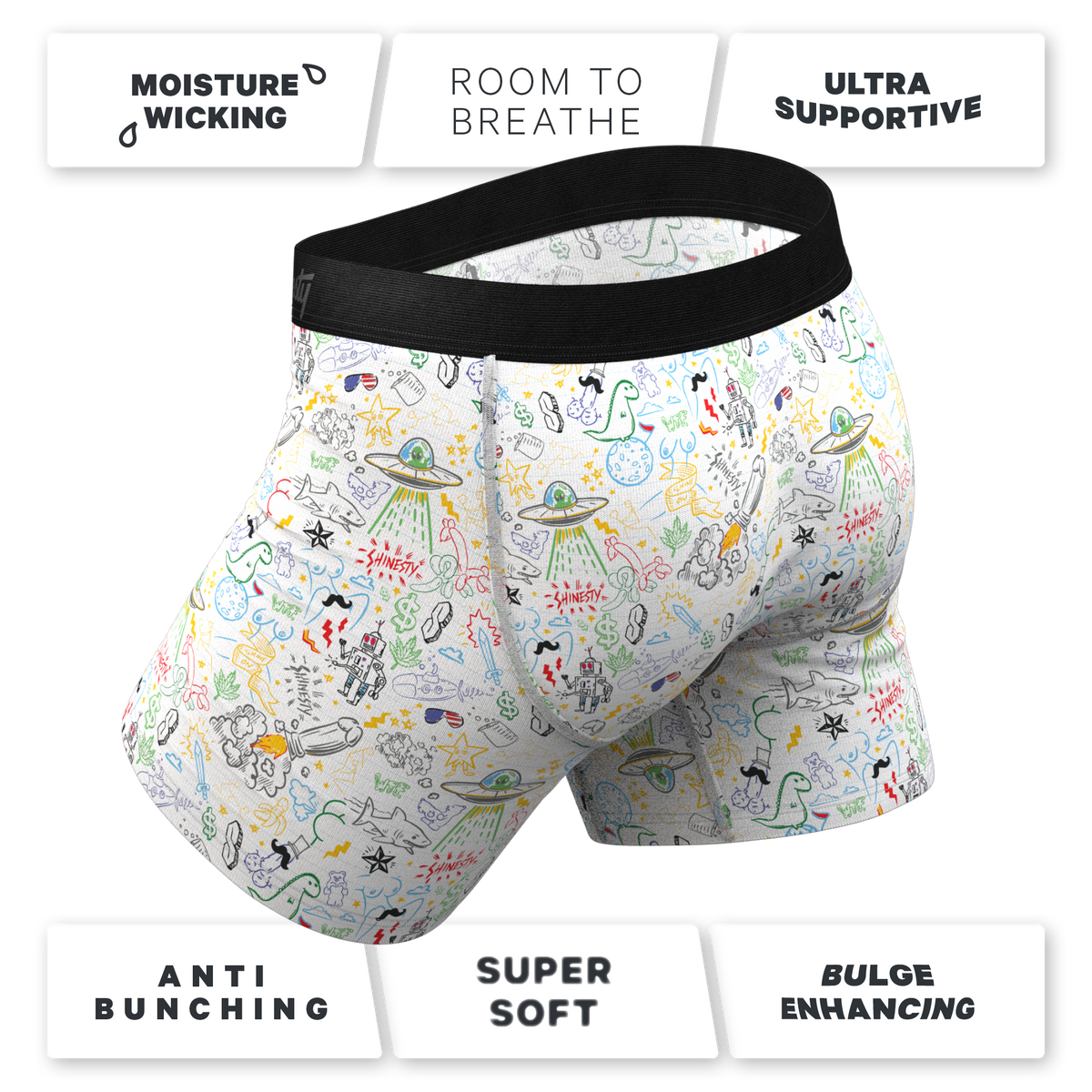 The Daily Detention | Doodle Ball Hammock® Pouch Underwear With Fly - Shinesty