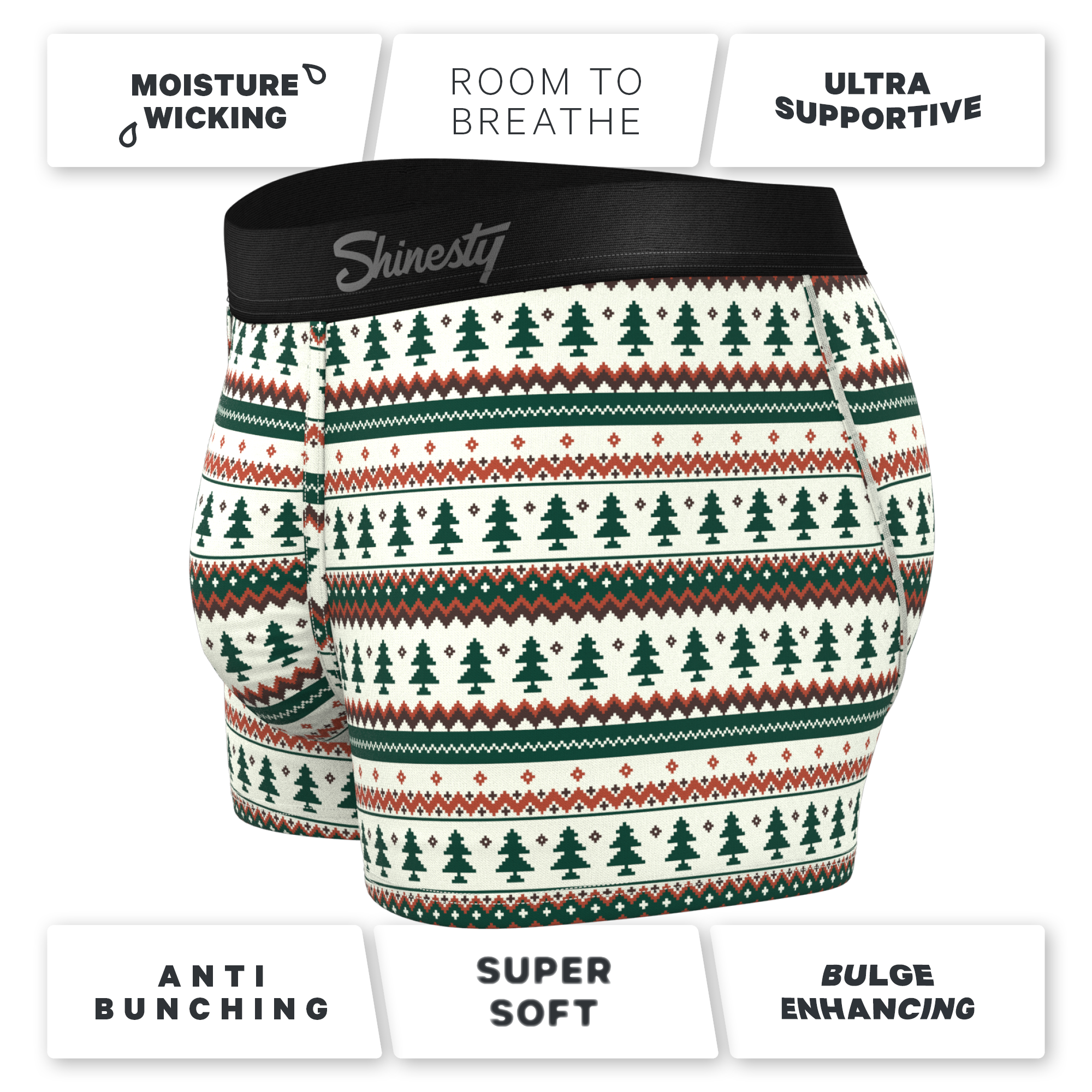 The Stuffed Stocking | Fair Isle Christmas Tree Ball Hammock® Pouch Trunks Underwear - Shinesty