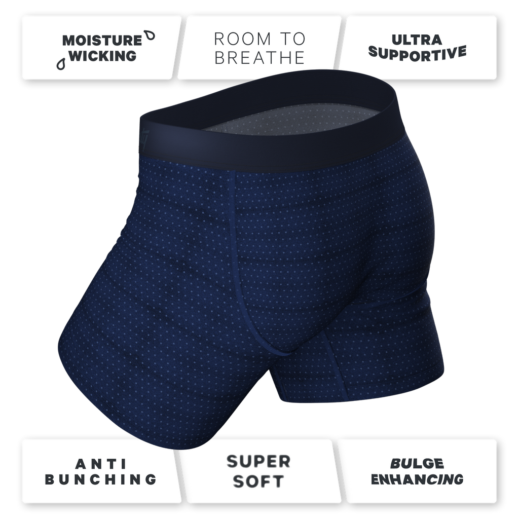 The Forget Me Not | Navy Dot Ball Hammock® Pouch Underwear - Shinesty