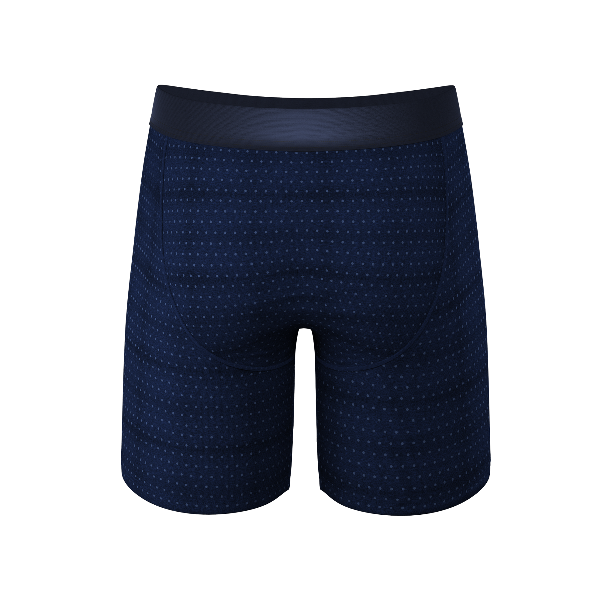 The Forget Me Not | Navy Dot Ball Hammock® Boxer - Long Leg - Shinesty