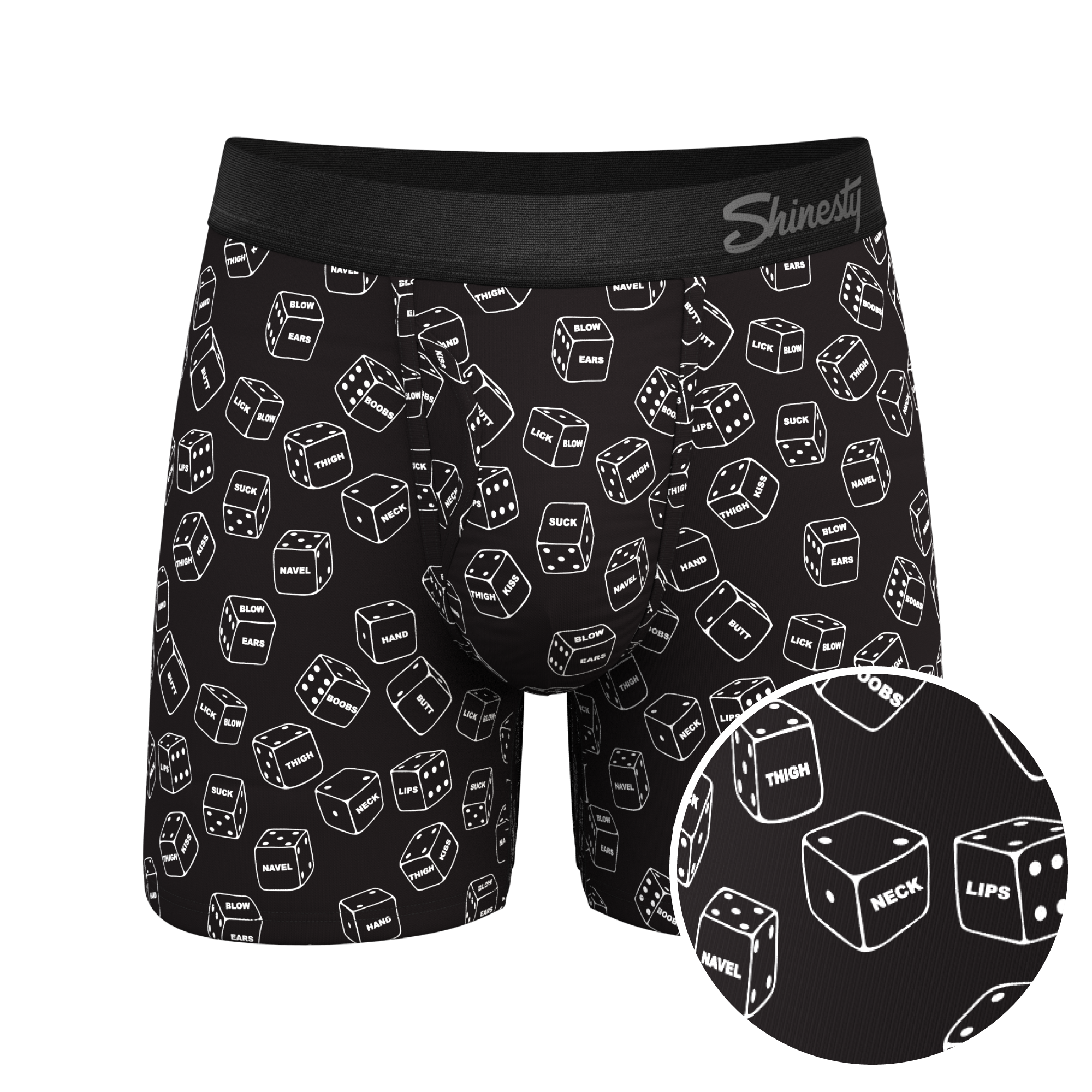 The Free For All | Glow In The Dark Dice Ball Hammock® Pouch Underwear With Fly - Shinesty
