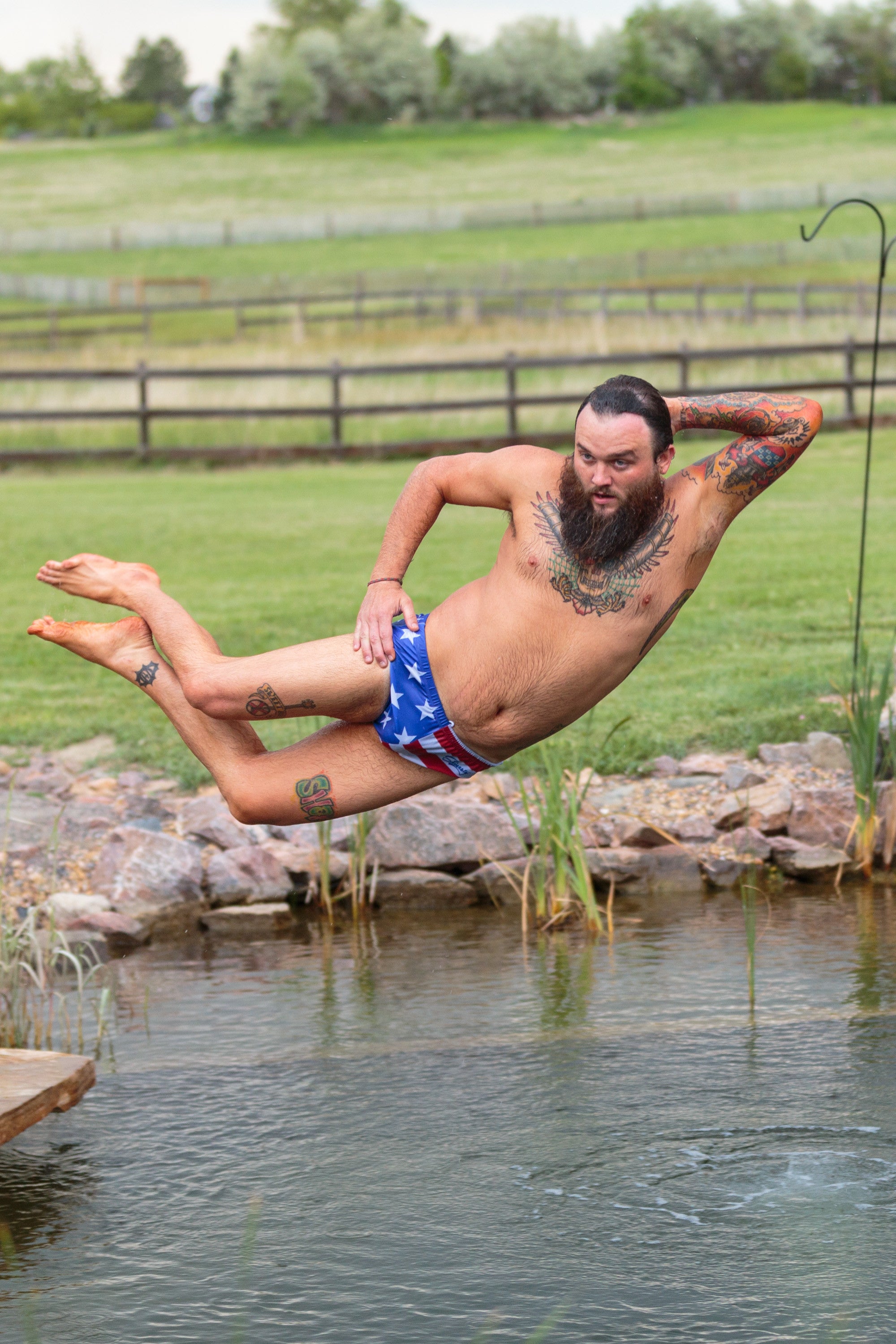 The Unsurpassed Summer Ass | American Flag Swim Brief - Shinesty