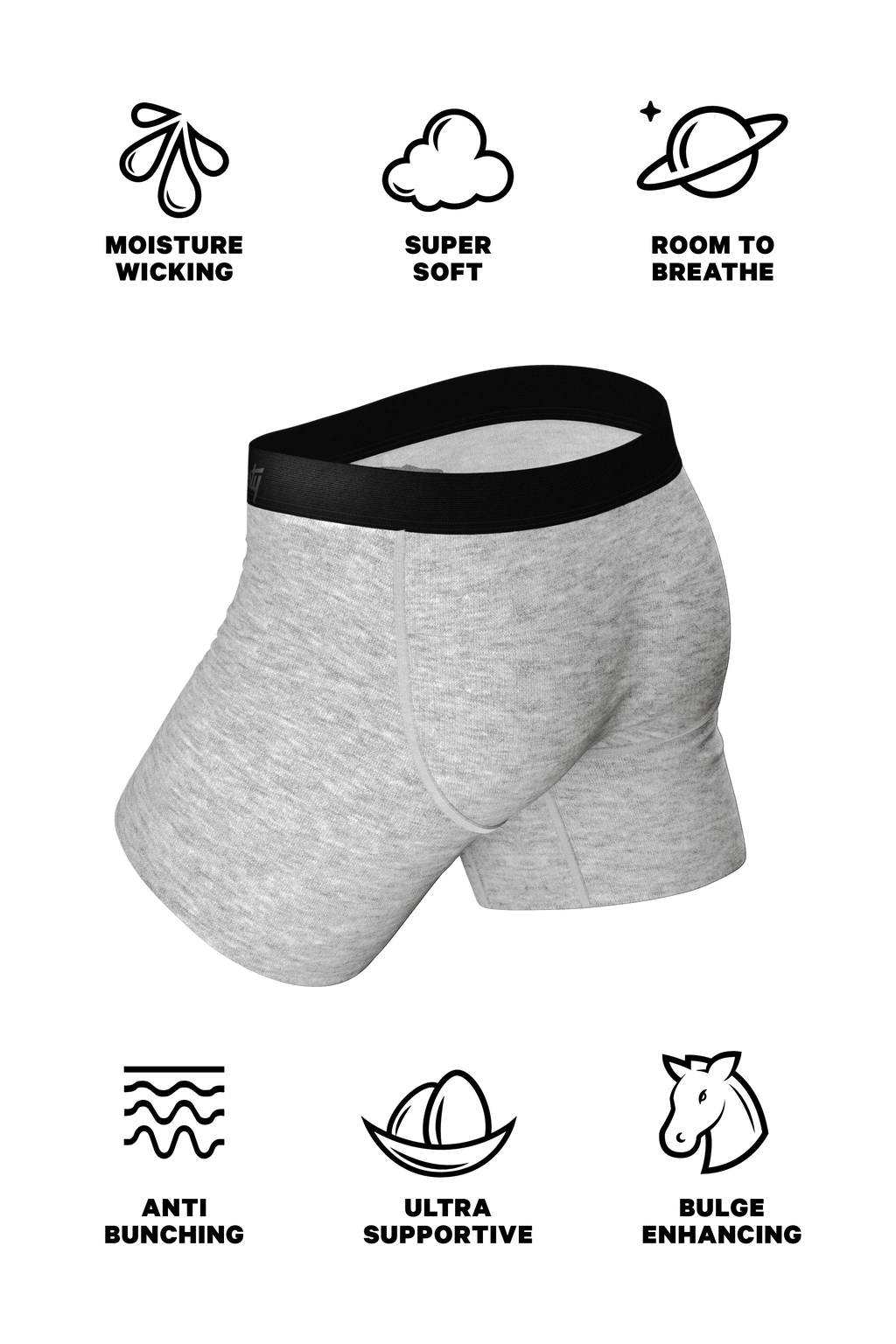 The Intramural Champ | Heathered Grey Ball Hammock® Pouch Underwear With Fly - Shinesty