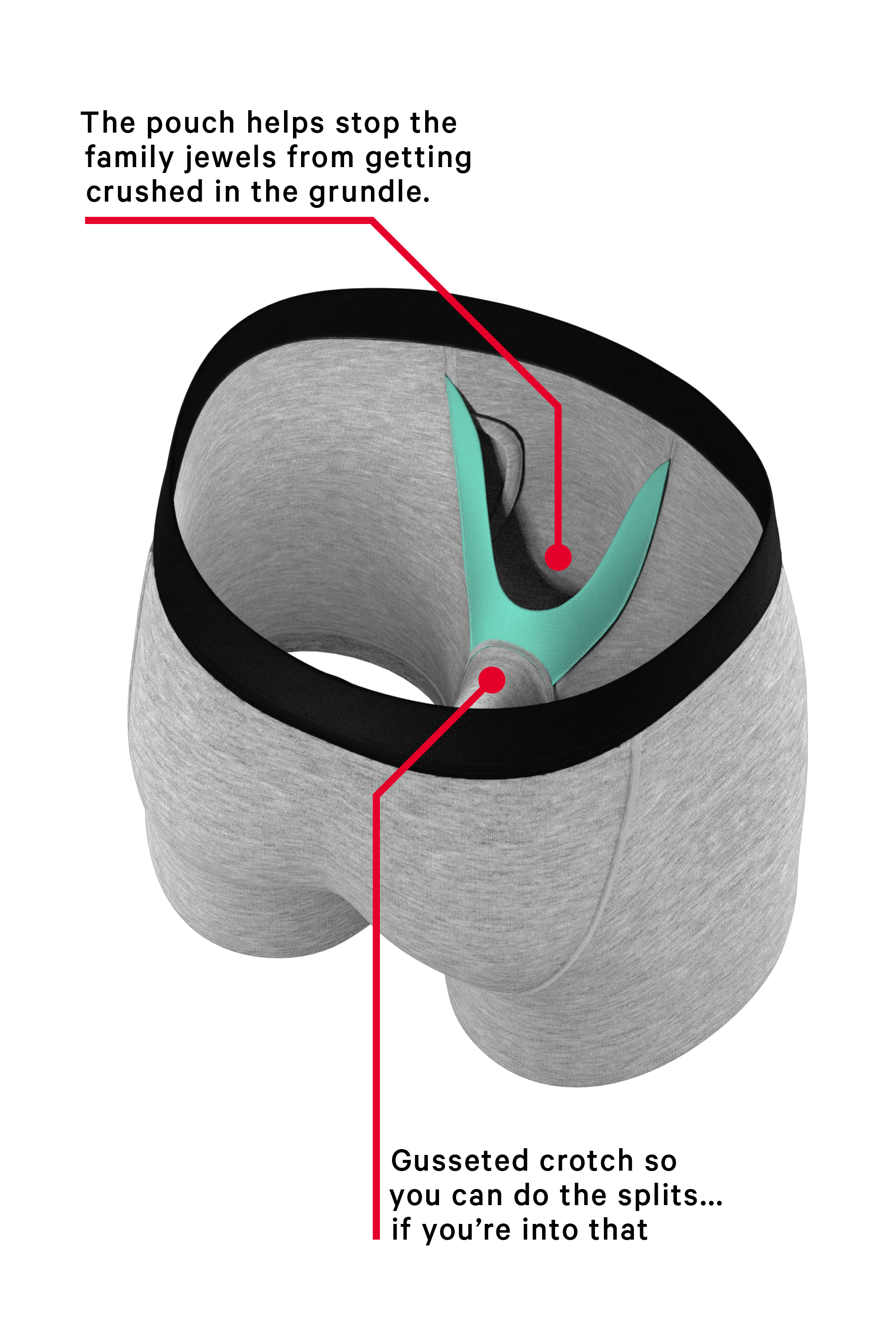 The Intramural Champ | Heathered Grey Ball Hammock® Pouch Underwear With Fly - Shinesty