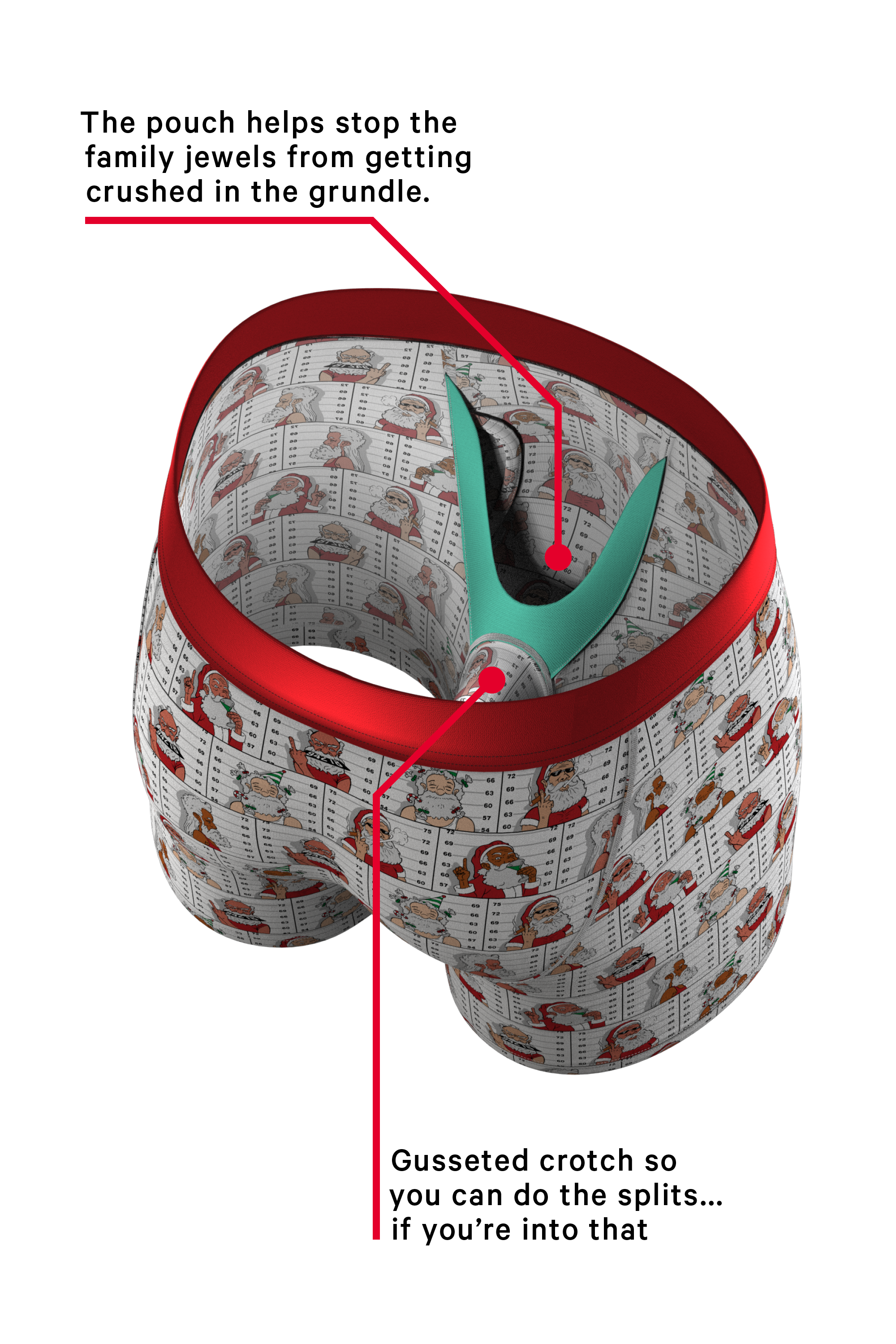 The Jailbird | Mugshot Santa Ball Hammock® Pouch Underwear With Fly - Shinesty