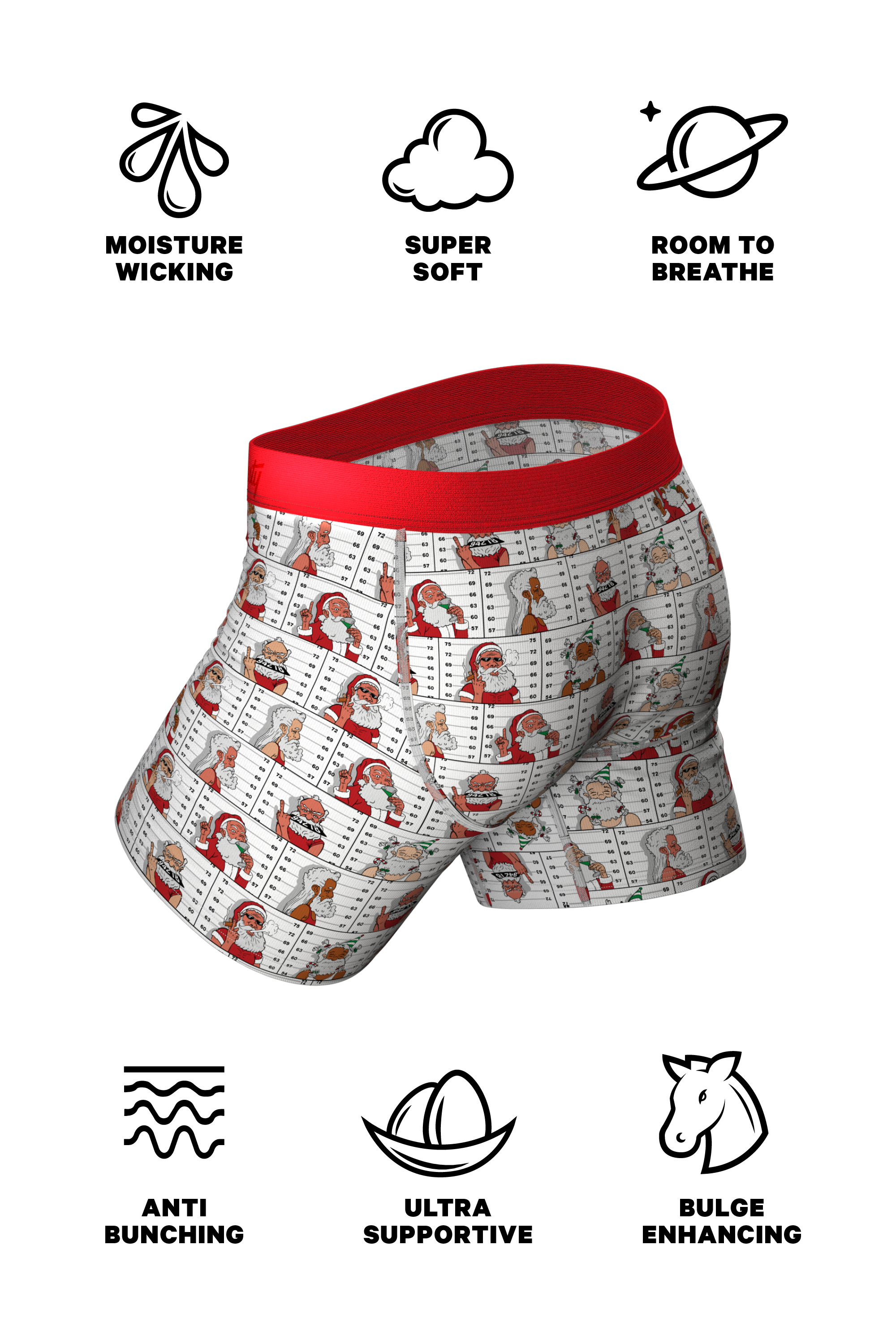 The Jailbird | Mugshot Santa Ball Hammock® Pouch Underwear With Fly - Shinesty
