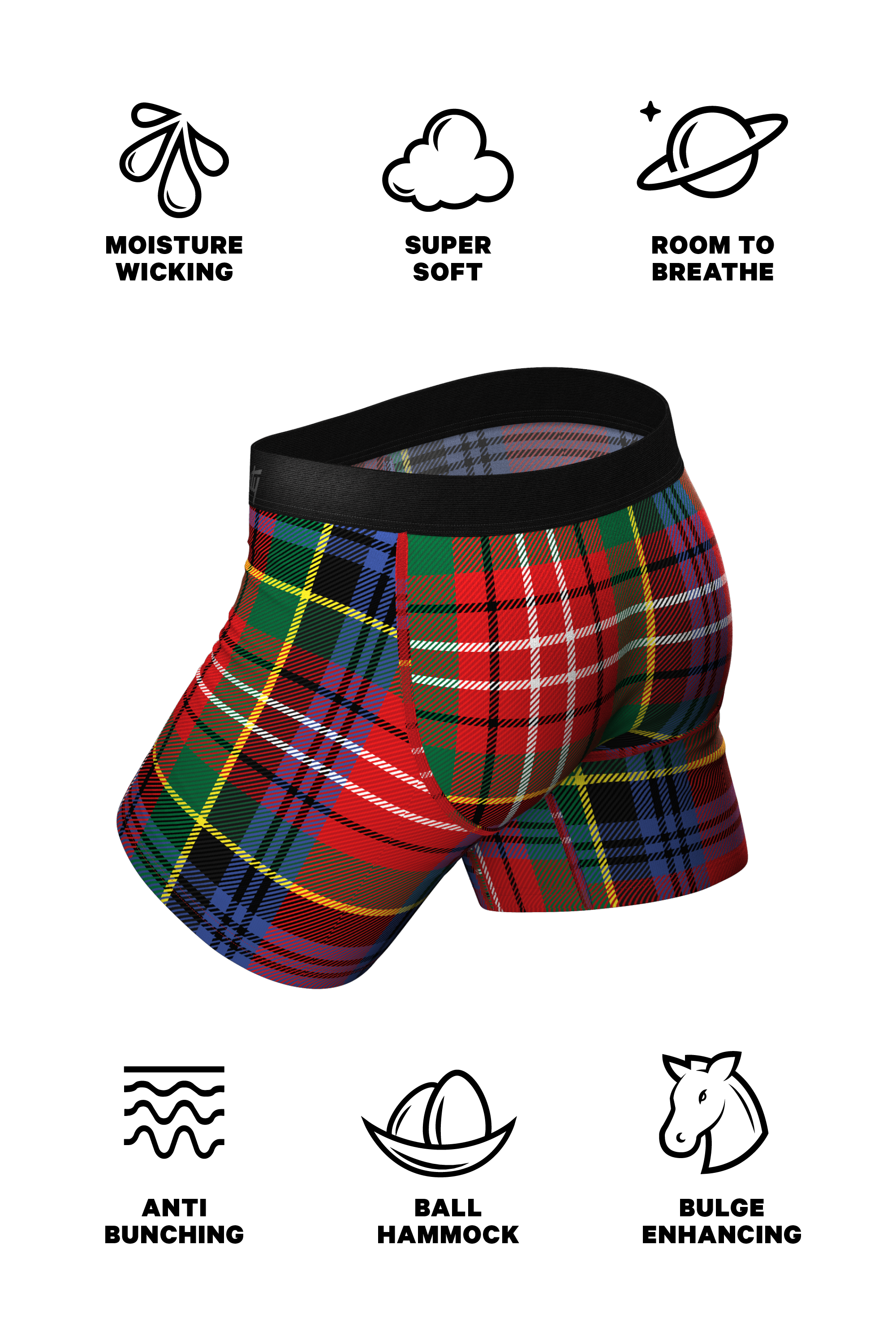 The Kiss Me There | Mistletoe Plaid Christmas Ball Hammock® Pouch Underwear - Shinesty