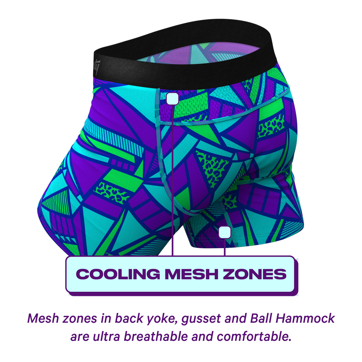 The Le Tootski | Geometric paradICE™ Cooling Ball Hammock® Pouch Underwear - Shinesty