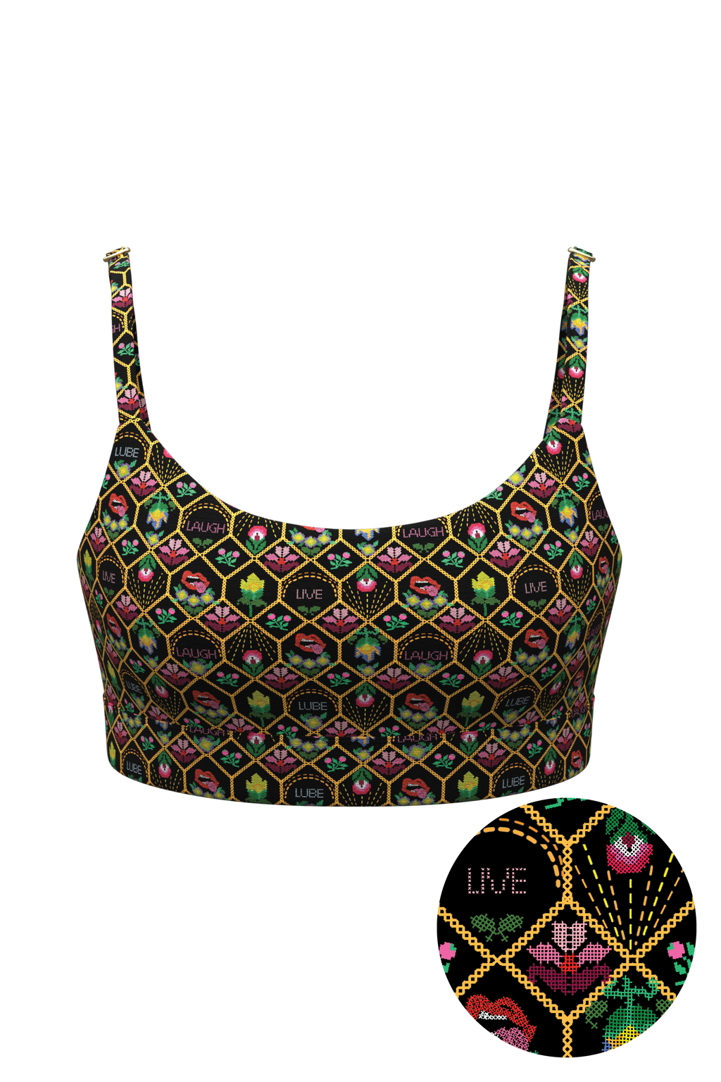 The Live Laugh Lube | Western Floral Pattern Boob Hammock™ Scoop Bralette - Shinesty