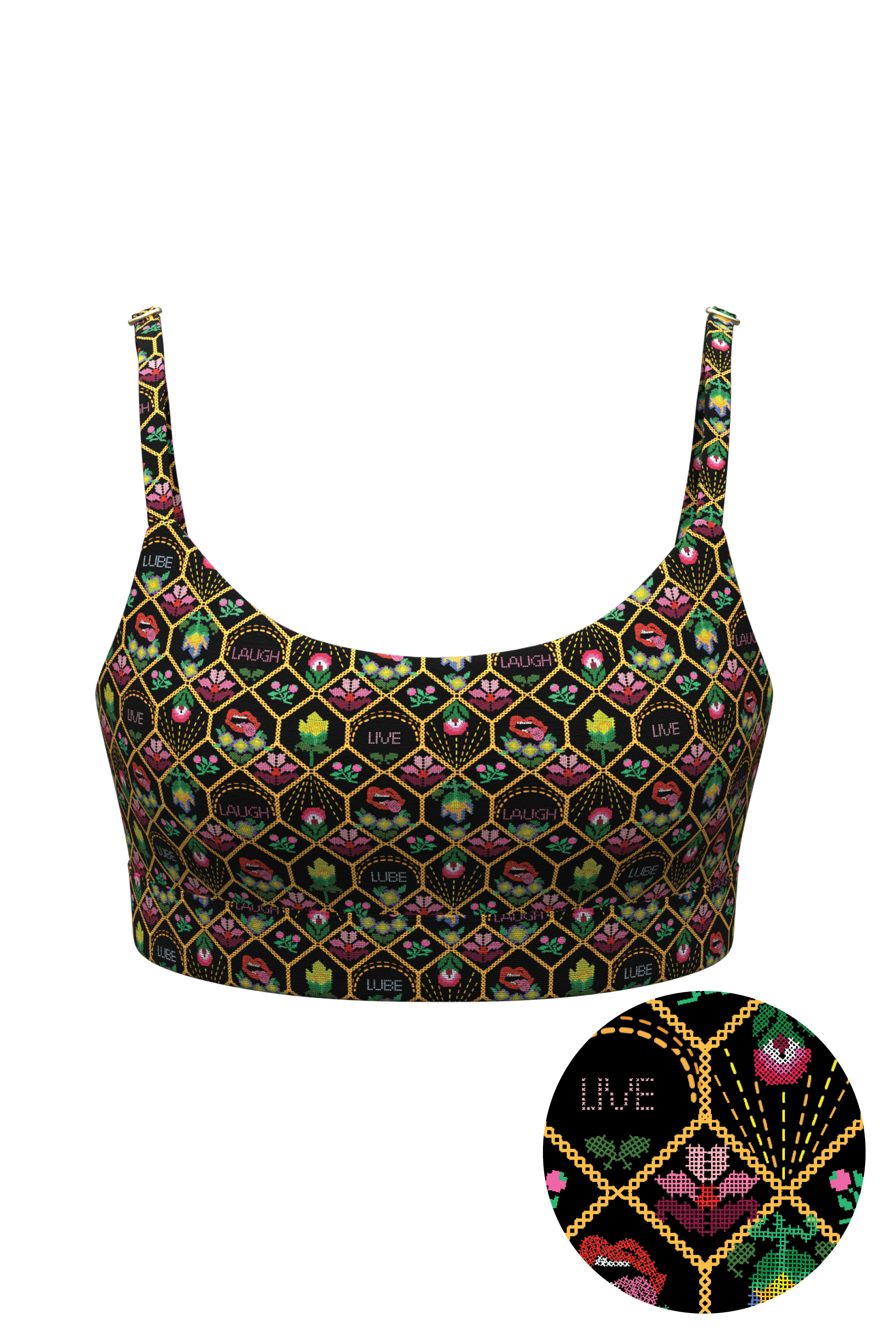 The Live Laugh Lube | Western Floral Pattern Boob Hammock™ Scoop Bralette - Shinesty