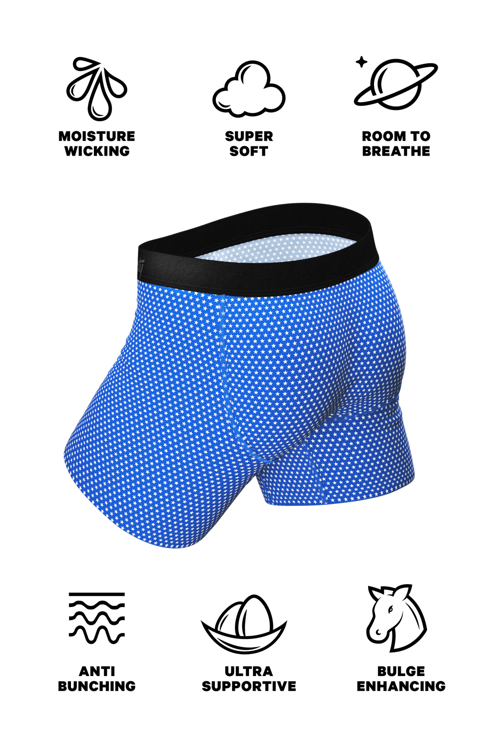 The Manhattan Man | Light Blue Stars Ball Hammock® Pouch Underwear - Shinesty