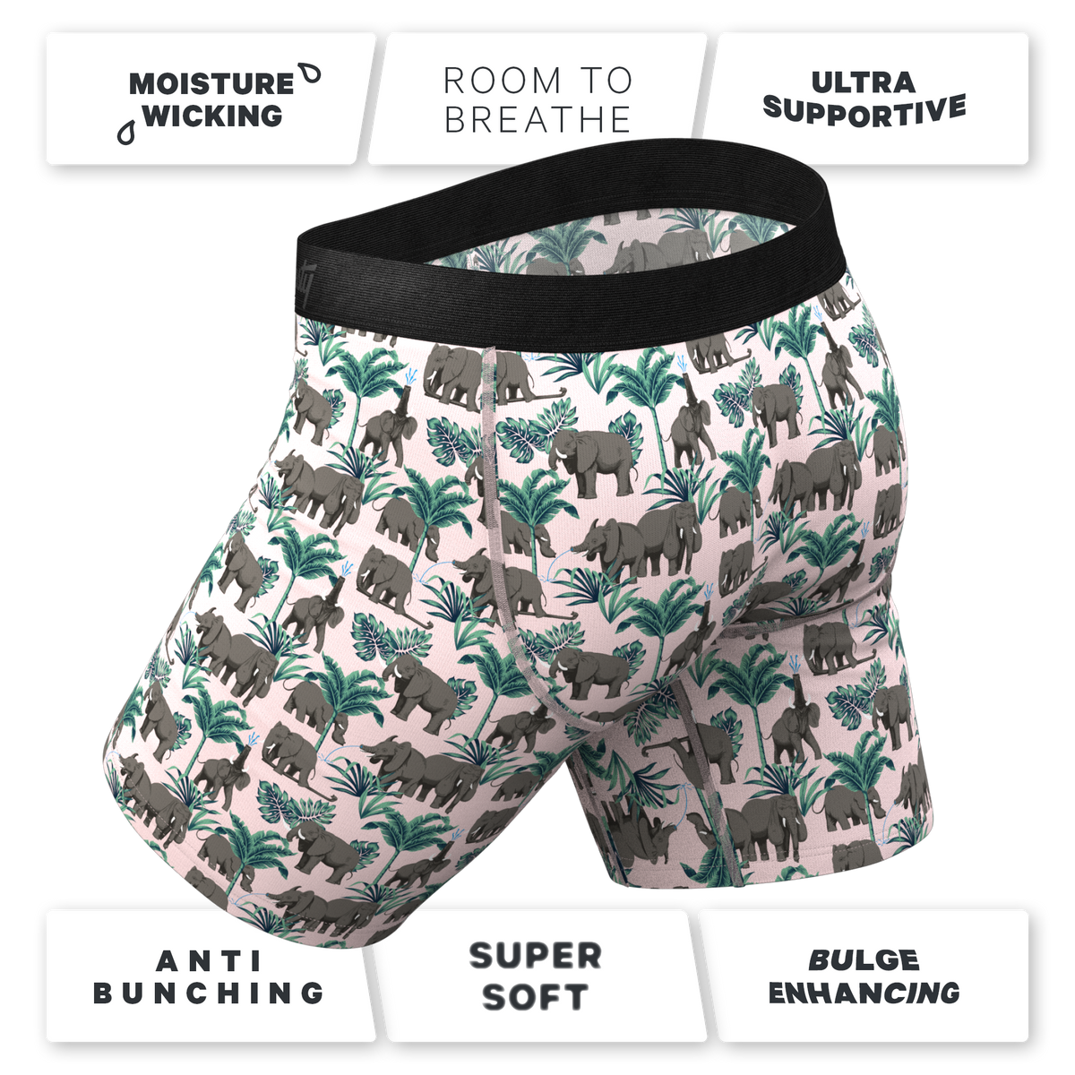 The Maximus | Tropical Elephant Ball Hammock® Boxer - Long Leg - Shinesty