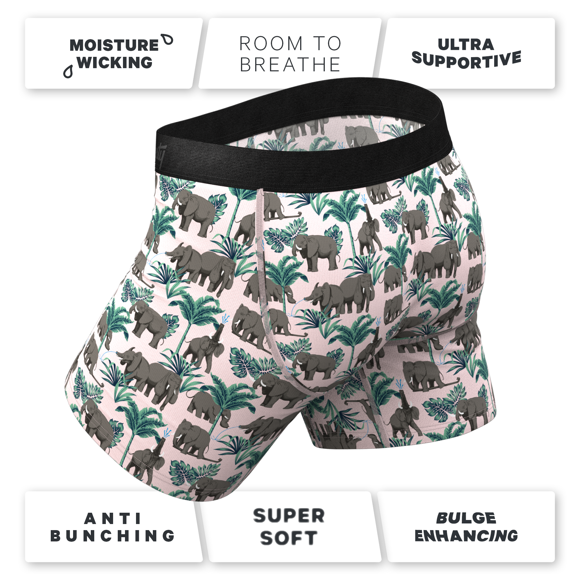 The Maximus | Tropical Elephant Ball Hammock® Pouch Underwear With Fly - Shinesty