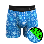 The Melt In Your Mouth | Glow in the Dark Naughty Snowflakes Ball Hammock® Pouch Underwear With Fly - Shinesty