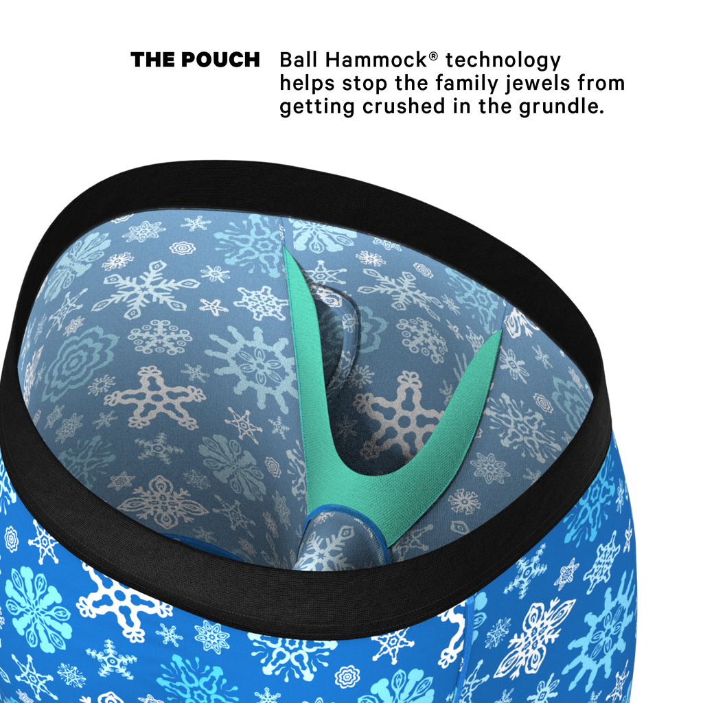 The Melt In Your Mouth | Glow In The Dark Naughty Snowflakes Ball Hammock® Boxer - Long Leg - Shinesty