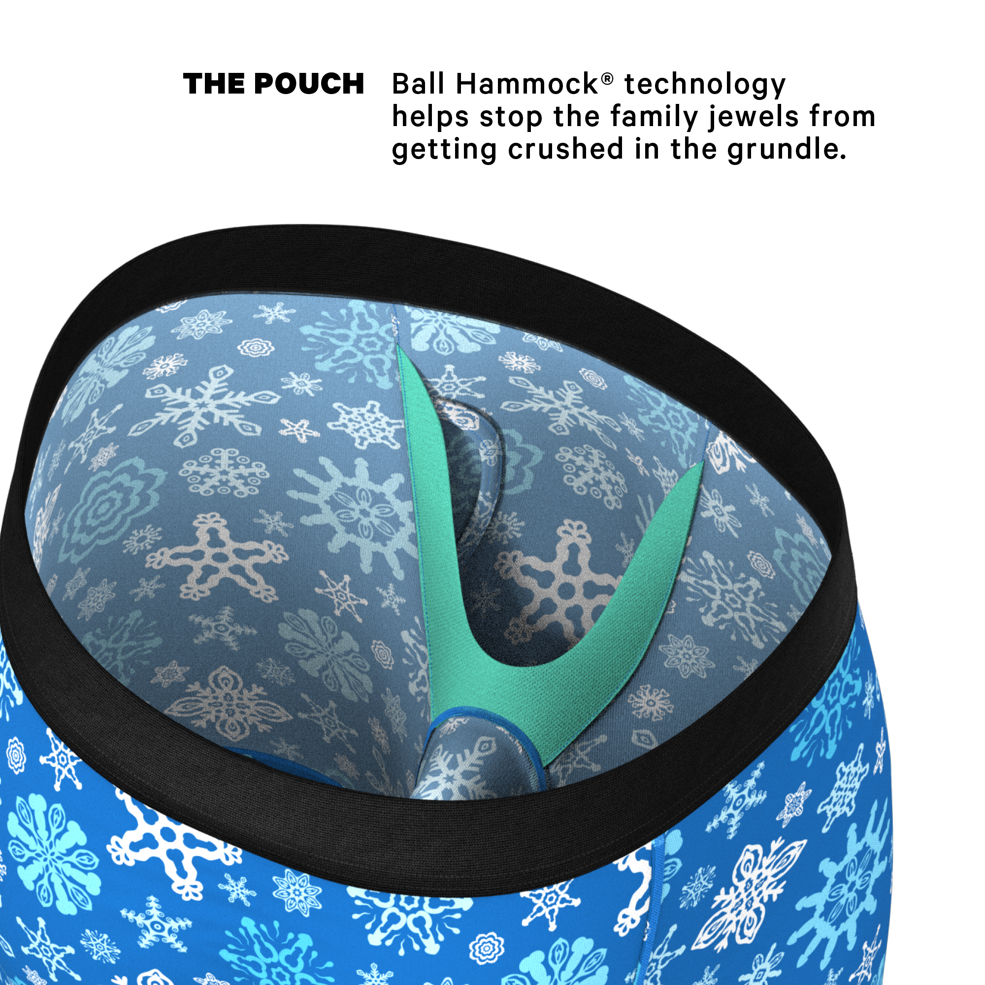 The Melt In Your Mouth | Glow In The Dark Naughty Snowflakes Ball Hammock® Boxer - Long Leg - Shinesty