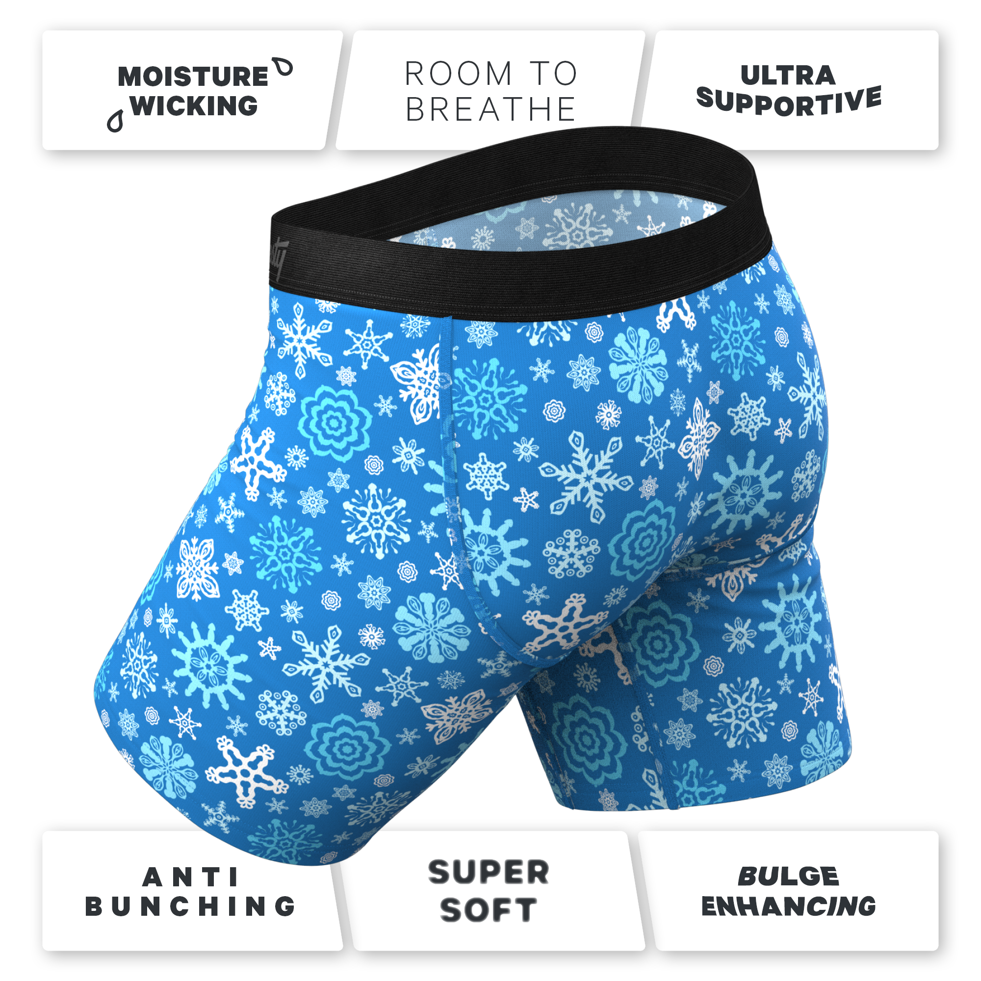 The Melt In Your Mouth | Glow In The Dark Naughty Snowflakes Ball Hammock® Boxer - Long Leg - Shinesty