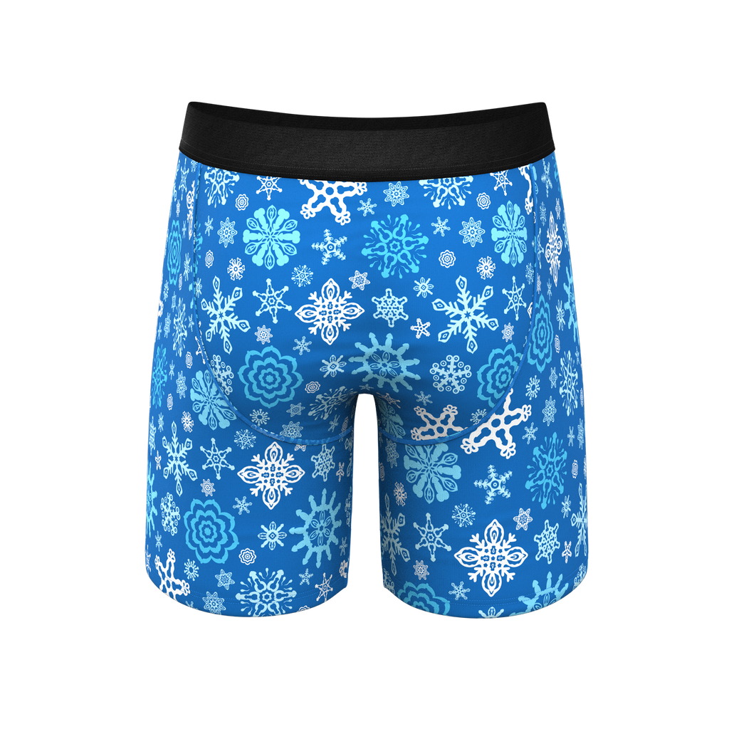 The Melt In Your Mouth | Glow In The Dark Naughty Snowflakes Ball Hammock® Boxer - Long Leg - Shinesty