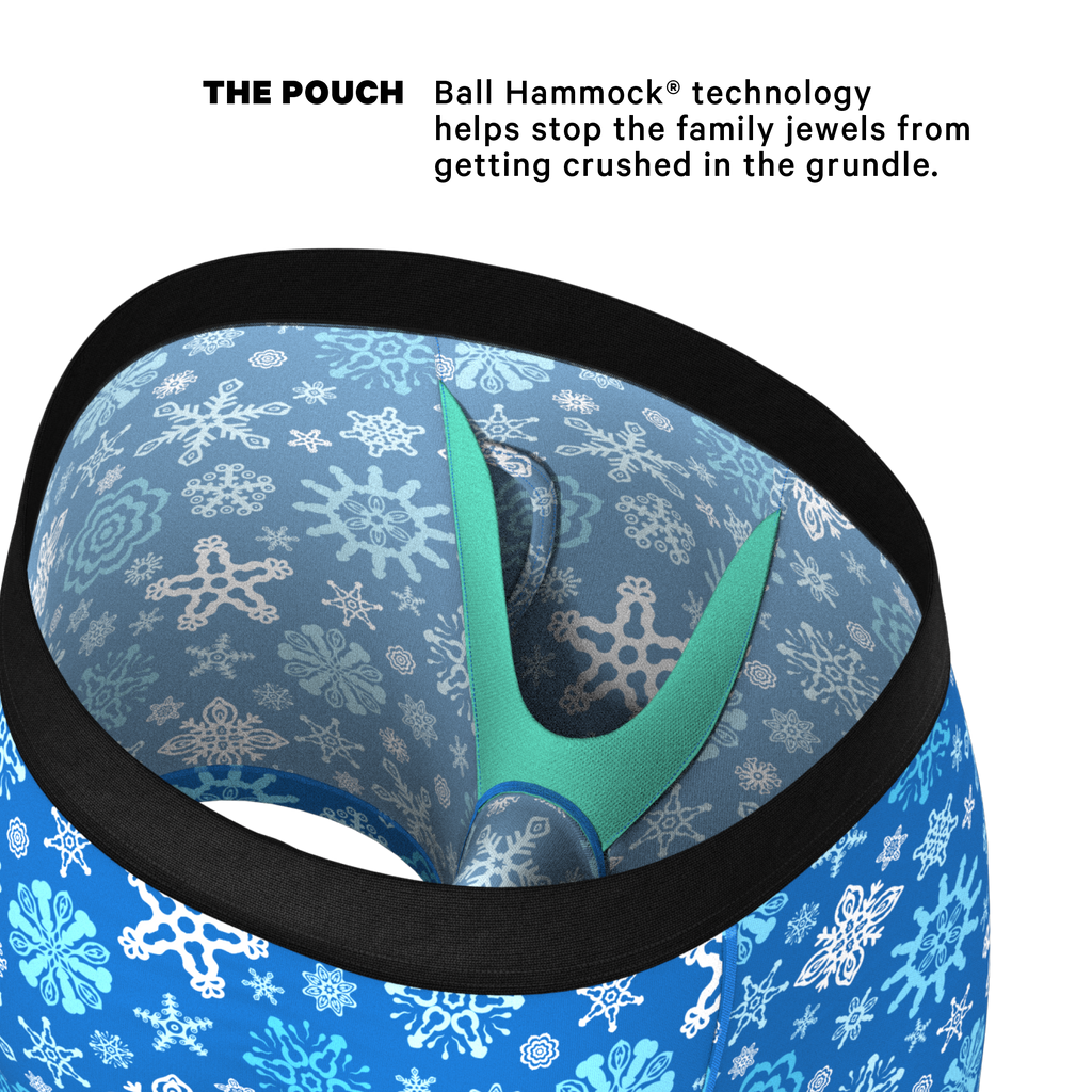 The Melt In Your Mouth | Glow in the Dark Naughty Snowflakes Ball Hammock® Pouch Underwear With Fly - Shinesty