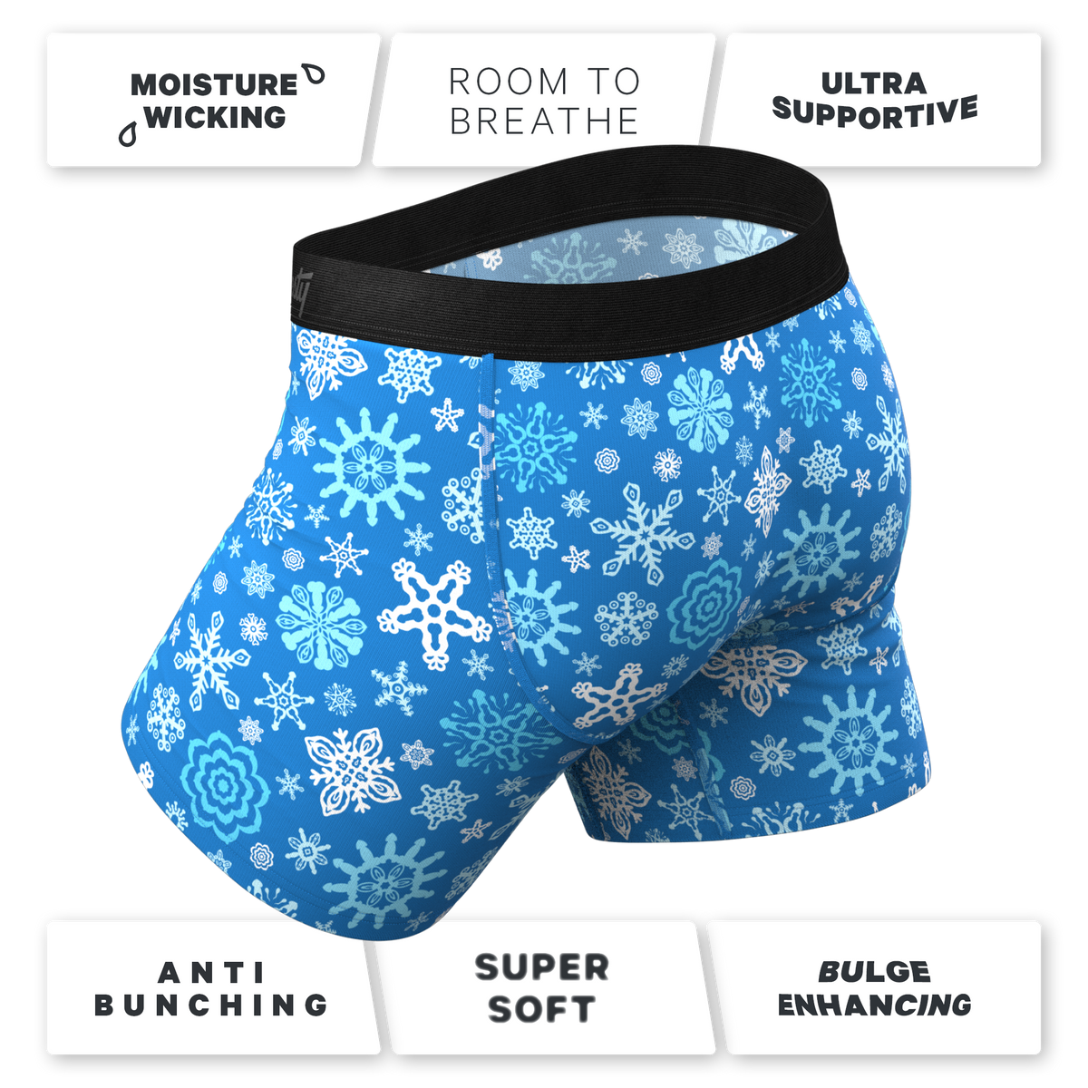 The Melt In Your Mouth | Glow in the Dark Naughty Snowflakes Ball Hammock® Pouch Underwear With Fly - Shinesty