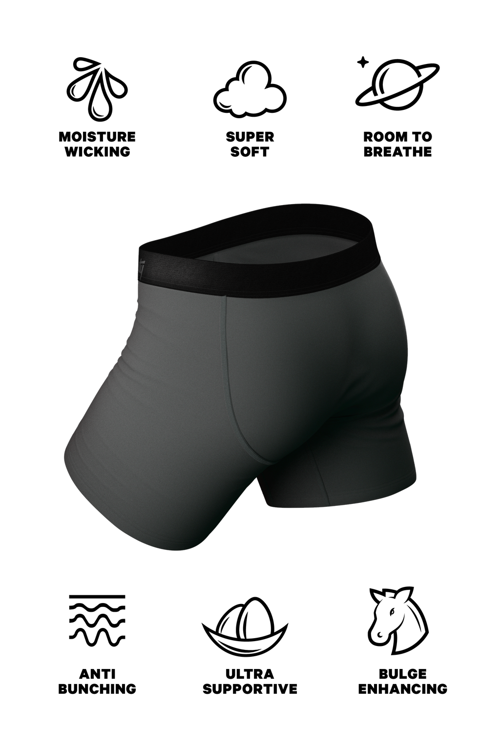 The Coal Miner | Dark Gray Ball Hammock® Pouch Underwear - Shinesty