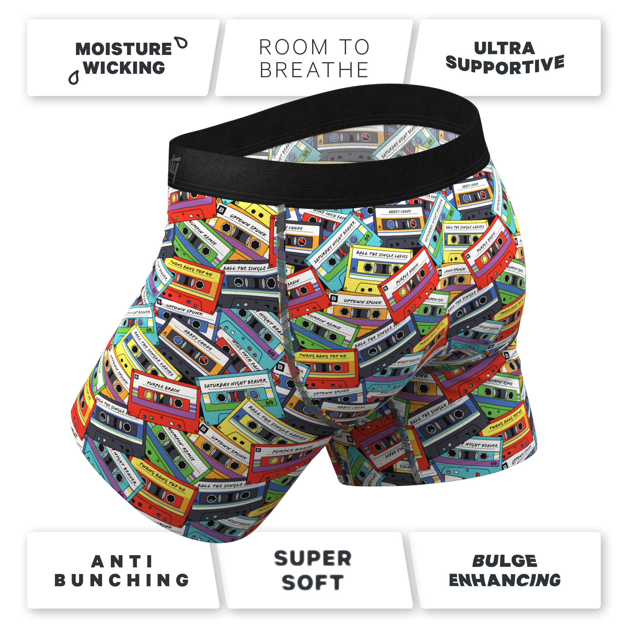 The Mixtape | Cassette Tapes Ball Hammock® Pouch Underwear with fly - Shinesty