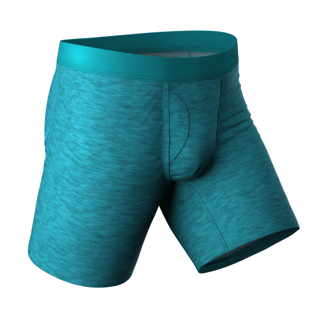 The Nerves of Teal | Teal Heather Ball Hammock® Boxer - Long Leg - Shinesty