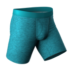 The Nerves of Teal | Teal Heather Ball Hammock® Boxer - Long Leg - Shinesty
