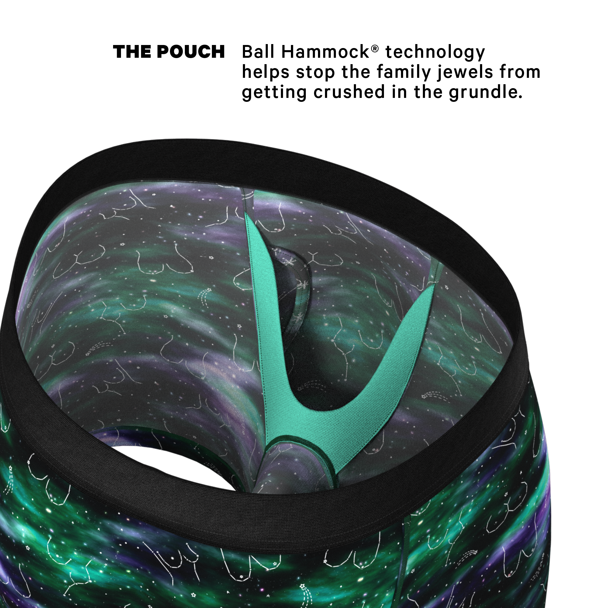 The Milky Way | Northern Lights Ball Hammock® Pouch Underwear With Fly - Shinesty