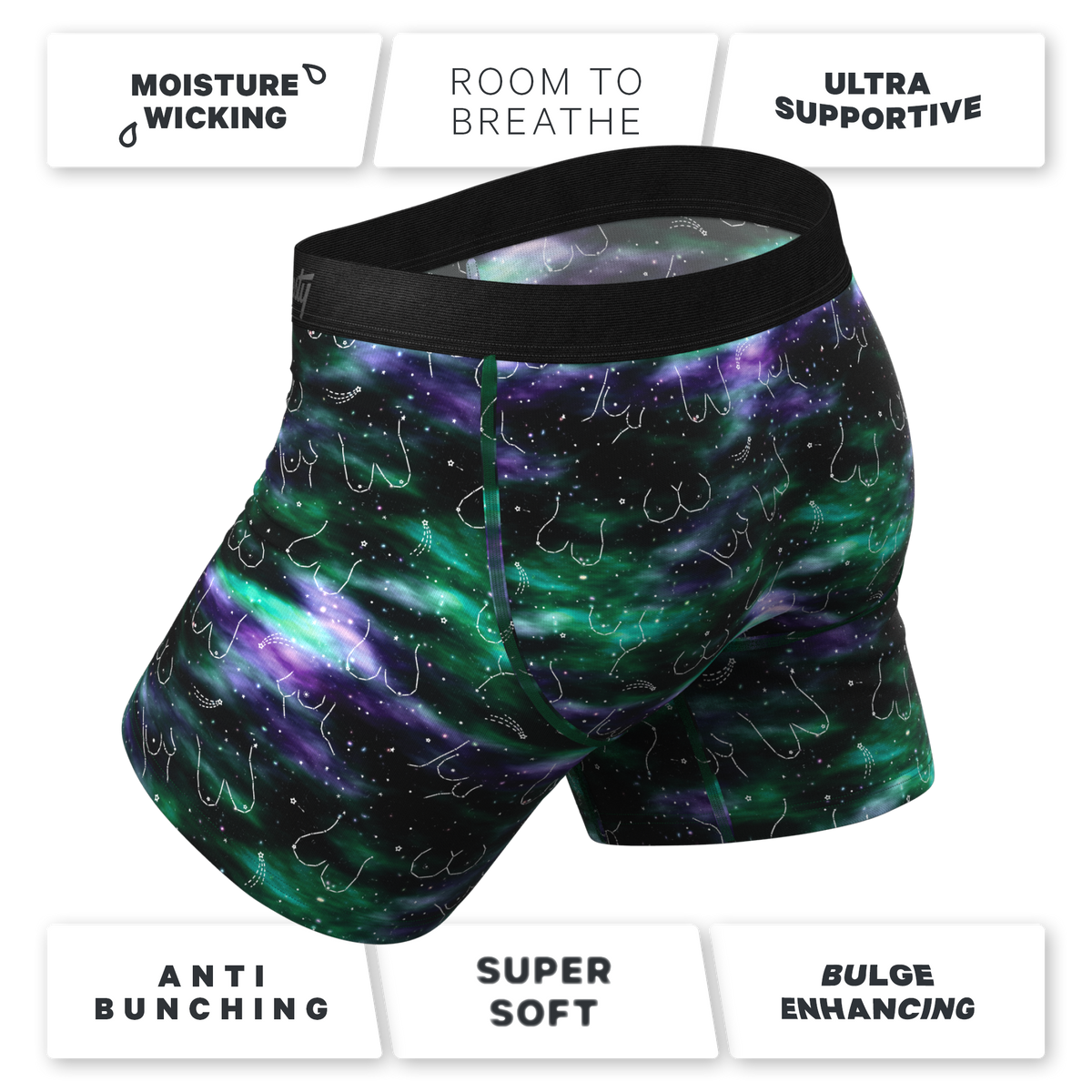 The Milky Way | Northern Lights Ball Hammock® Pouch Underwear With Fly - Shinesty