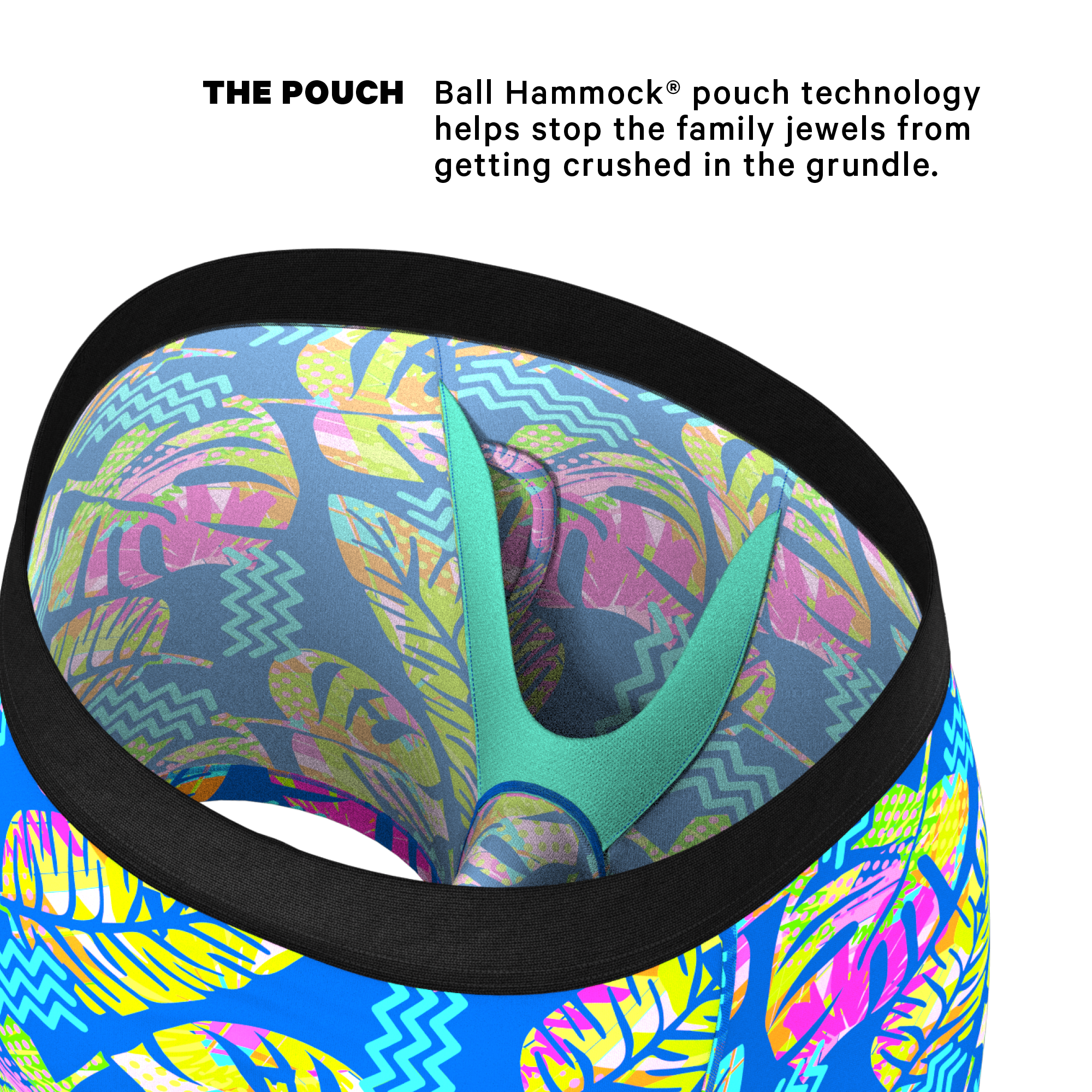 The Oahu Rendezvous | Tropical Leaves Ball Hammock® Pouch Underwear With Fly - Shinesty