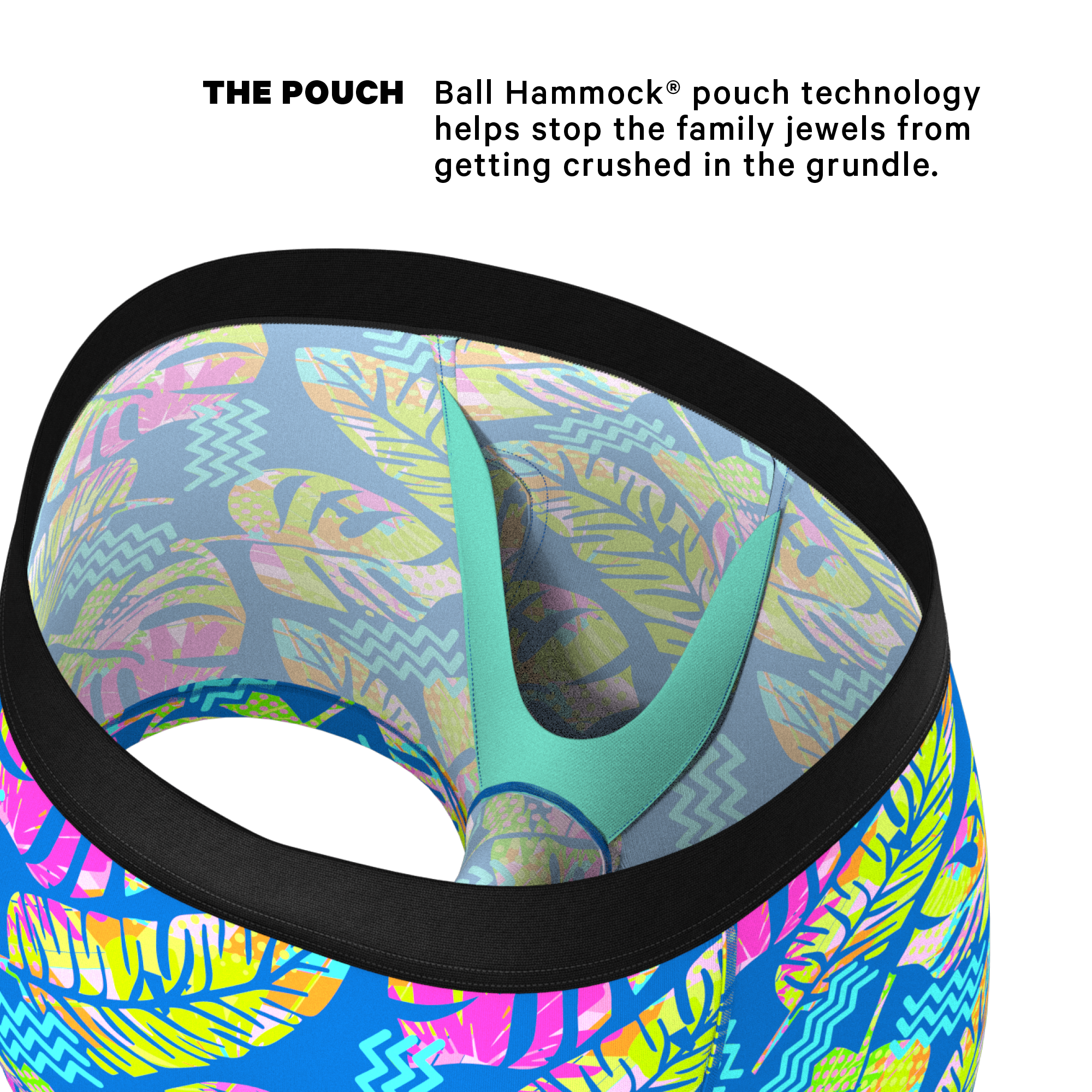 The Oahu Rendezvous | Tropical Leaves Ball Hammock® Pouch Trunks Underwear - Shinesty