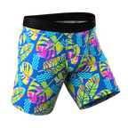 The Oahu Rendezvous | Tropical Leaves Ball Hammock® Boxer - Long Leg - Shinesty