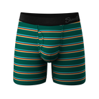 The Old Schooler | Retro Green Stripe Ball Hammock® Pouch Underwear With Fly - Shinesty