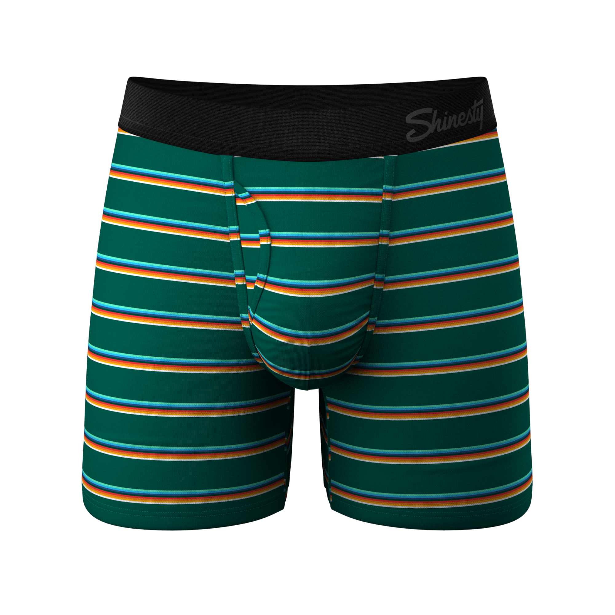 The Old Schooler | Retro Green Stripe Ball Hammock® Pouch Underwear With Fly - Shinesty