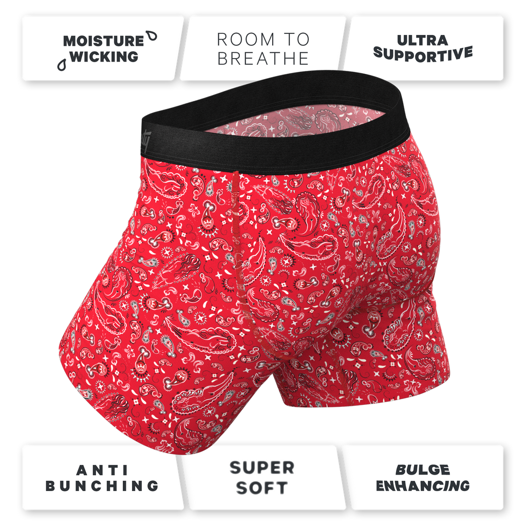 The Outlaw | Naughty Paisley Ball Hammock® Pouch Underwear With Fly - Shinesty