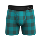 The Plaid And Simple | Green Buffalo Check Ball Hammock® Pouch Underwear With Fly - Shinesty