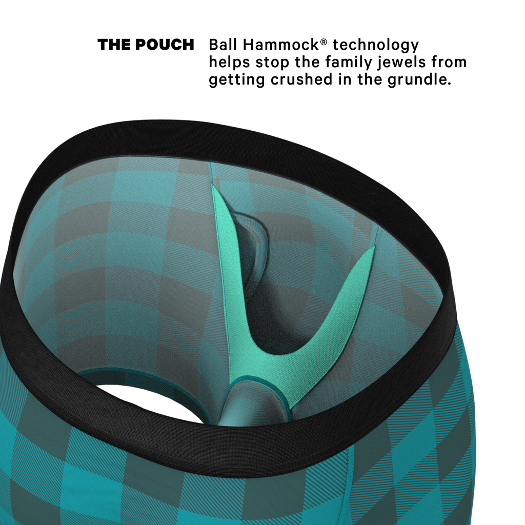 The Plaid And Simple | Green Buffalo Check Ball Hammock® Pouch Underwear With Fly - Shinesty