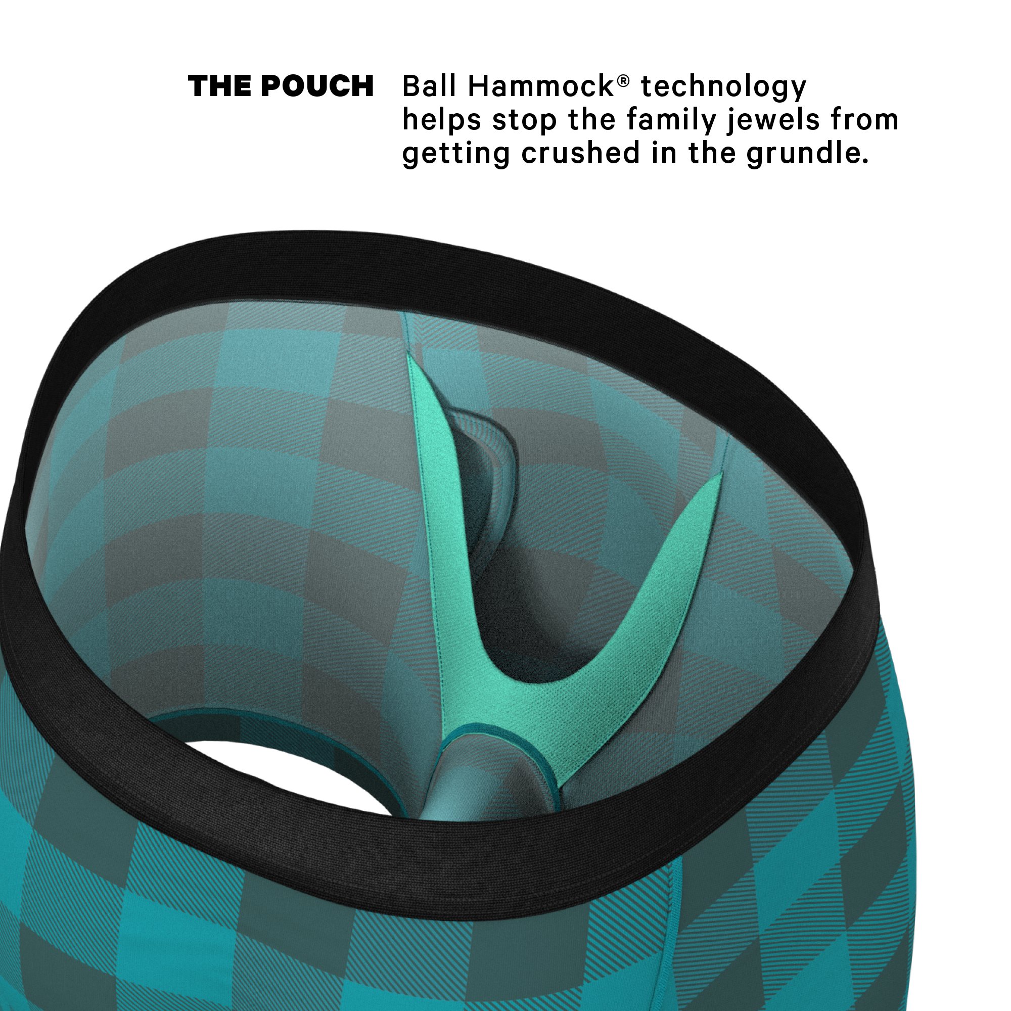 The Plaid And Simple | Green Buffalo Check Ball Hammock® Pouch Underwear With Fly - Shinesty