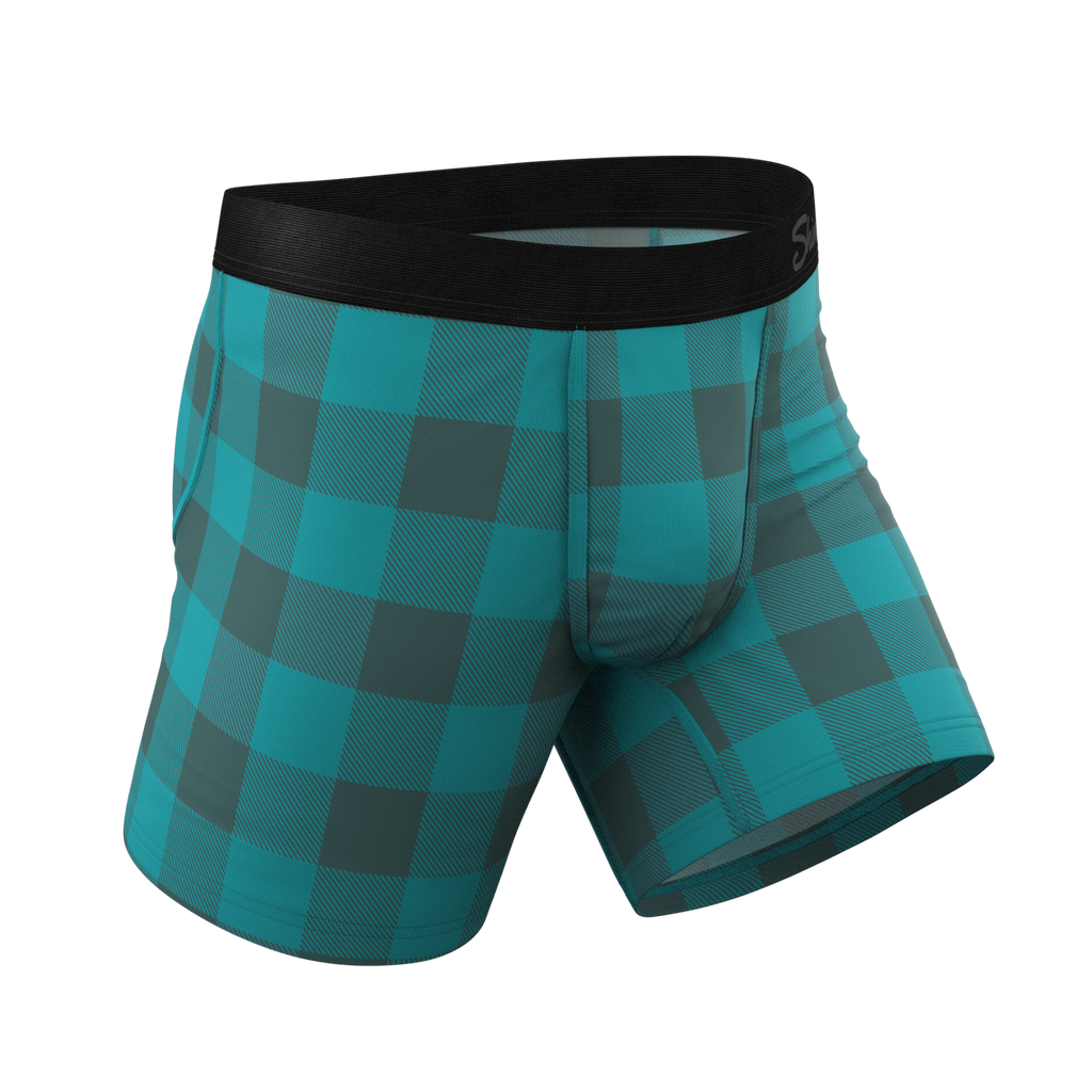 The Plaid And Simple | Green Buffalo Check Ball Hammock® Pouch Underwear - Shinesty