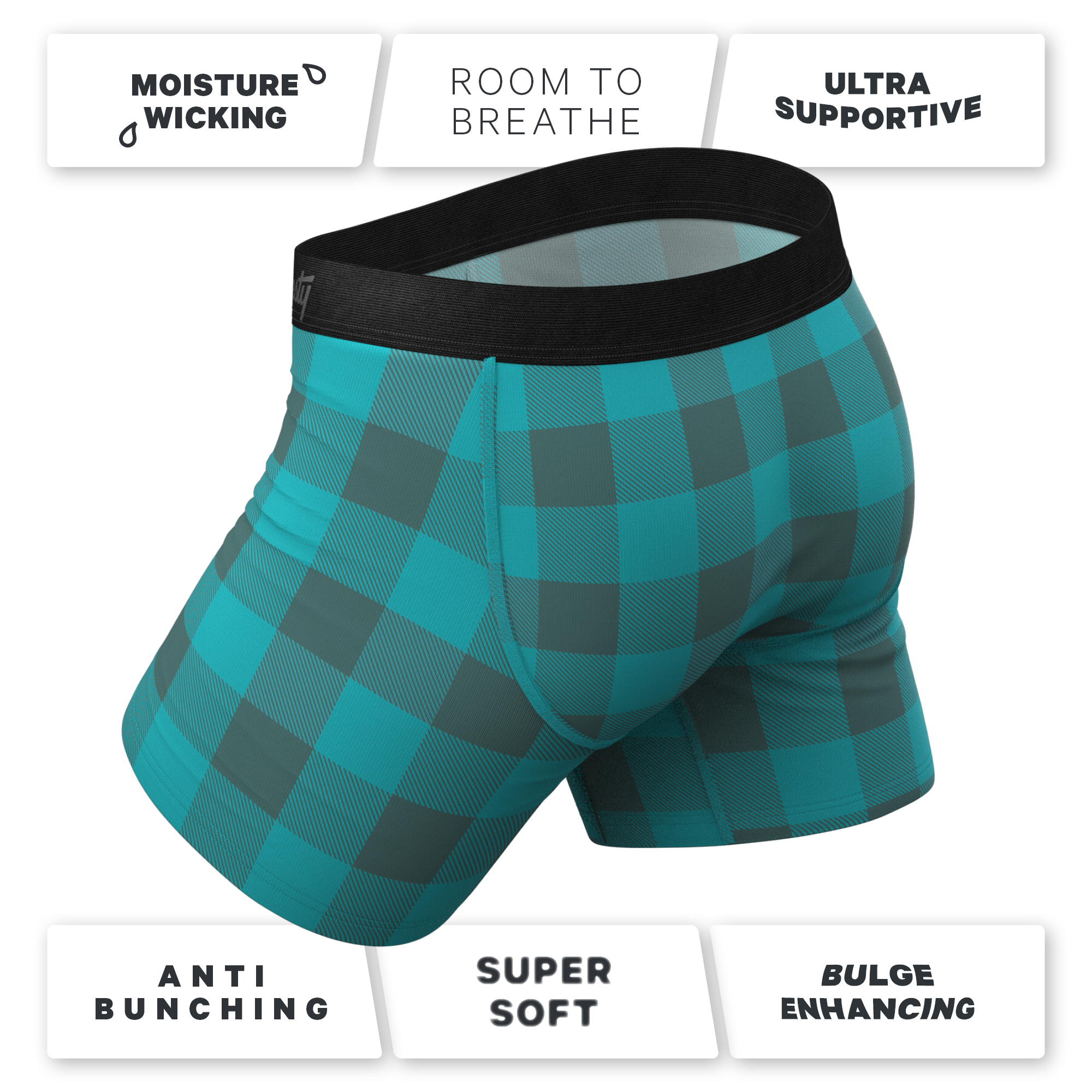The Plaid And Simple | Green Buffalo Check Ball Hammock® Pouch Underwear - Shinesty