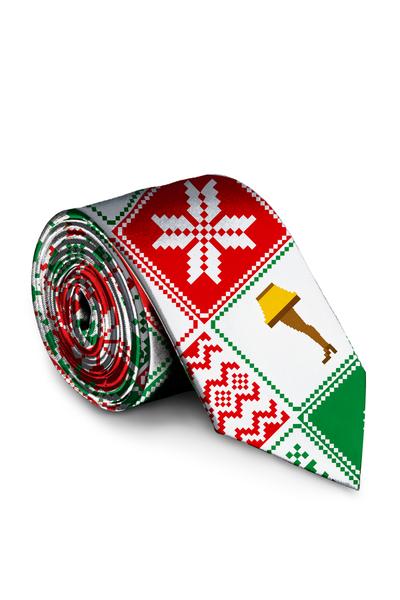 The Touch Me Twice | Patchwork Ugly Christmas Sweater Tie - Shinesty