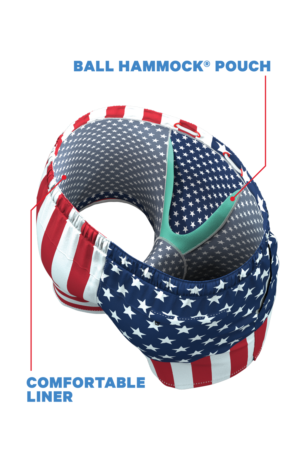 The Reagans | American Flag Patch Ball Hammock® Pouch 5" Swim Trunks - Shinesty