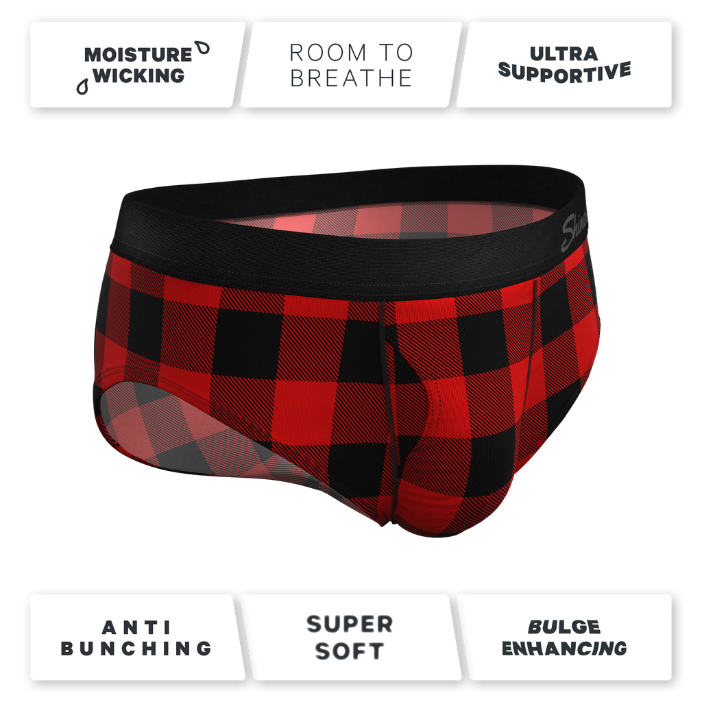 The Red & Black Lumberjack | Buffalo Check Ball Hammock® Pouch Underwear Briefs - Shinesty