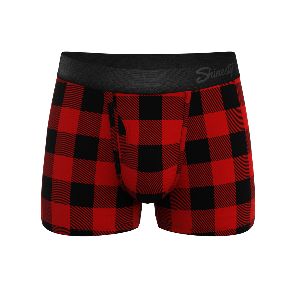 The Red & Black Lumberjack | Buffalo Check Ball Hammock® Pouch Trunks Underwear - Shinesty