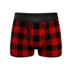 The Red & Black Lumberjack | Buffalo Check Ball Hammock® Pouch Trunks Underwear - Shinesty