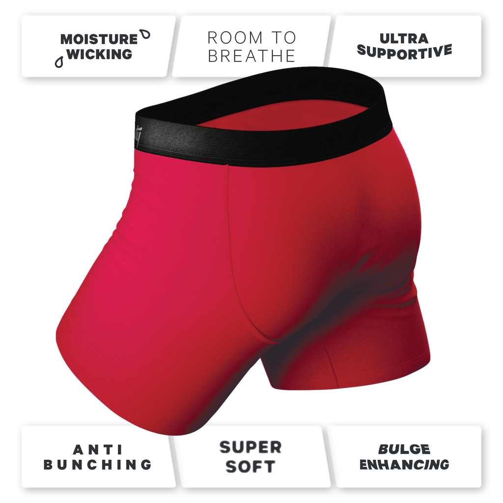 The Red Velvet | Dark Red Ball Hammock® Pouch Underwear With Fly - Shinesty