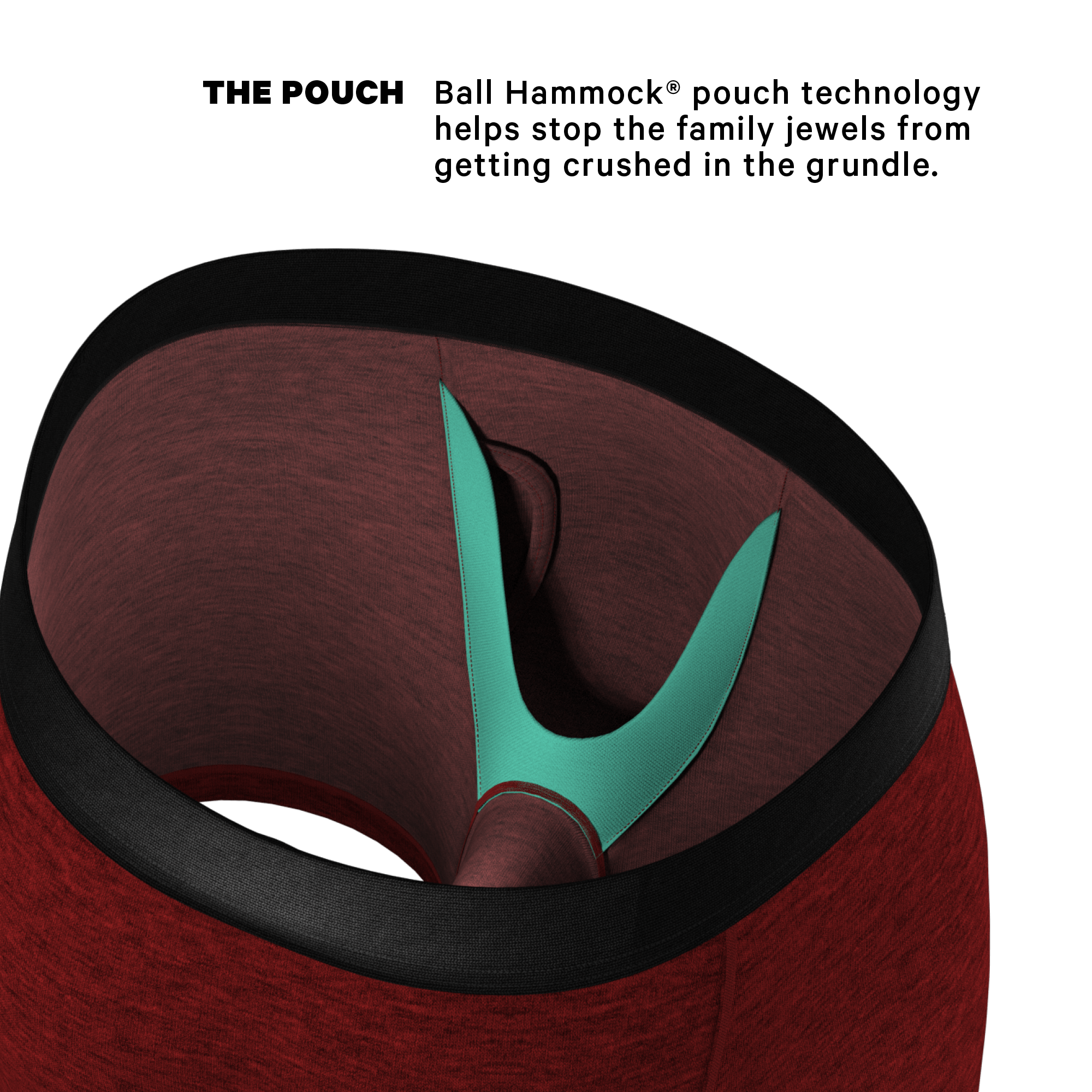The Romeo | Red Heather Ball Hammock® Pouch Underwear With Fly - Shinesty