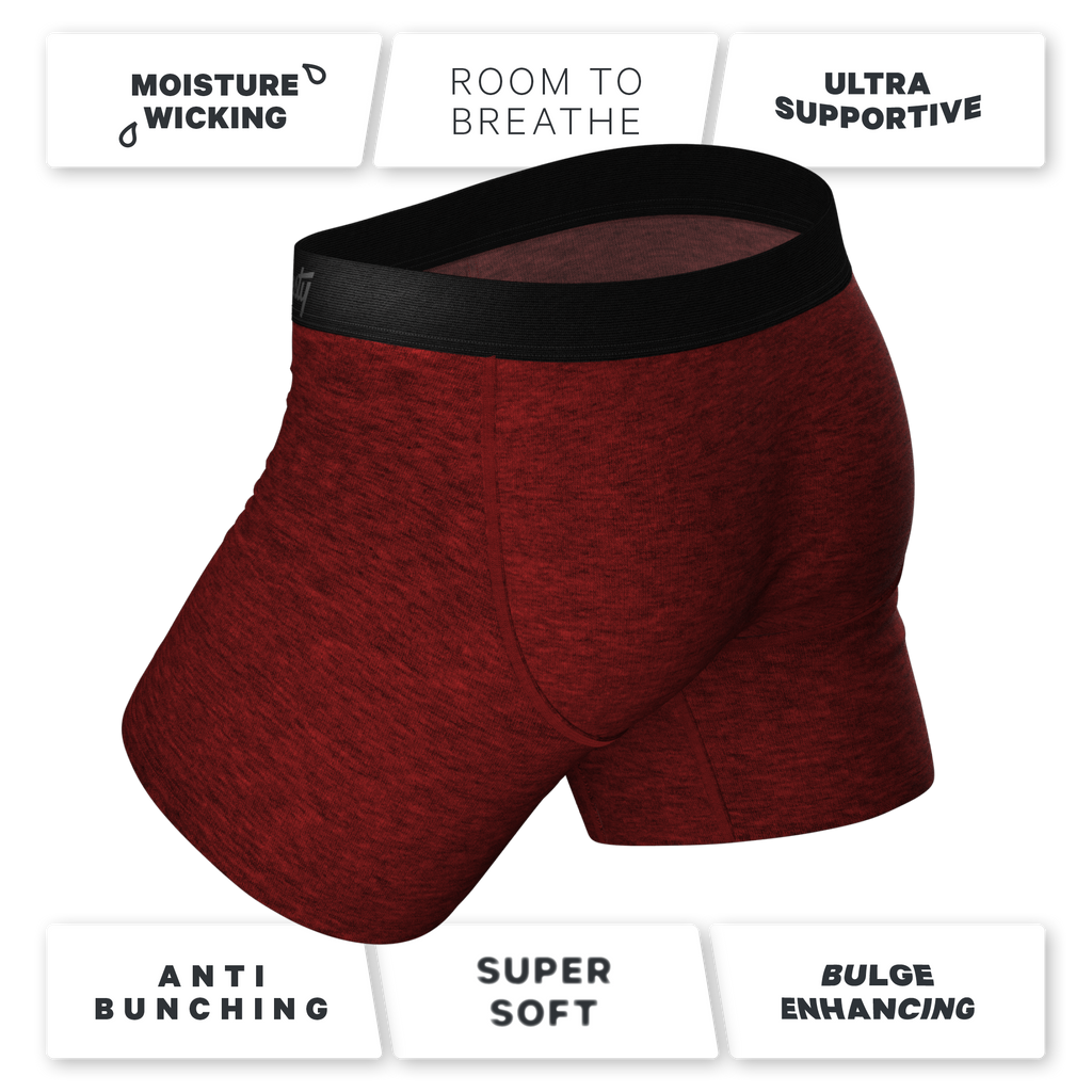The Romeo | Red Heather Ball Hammock® Pouch Underwear With Fly - Shinesty